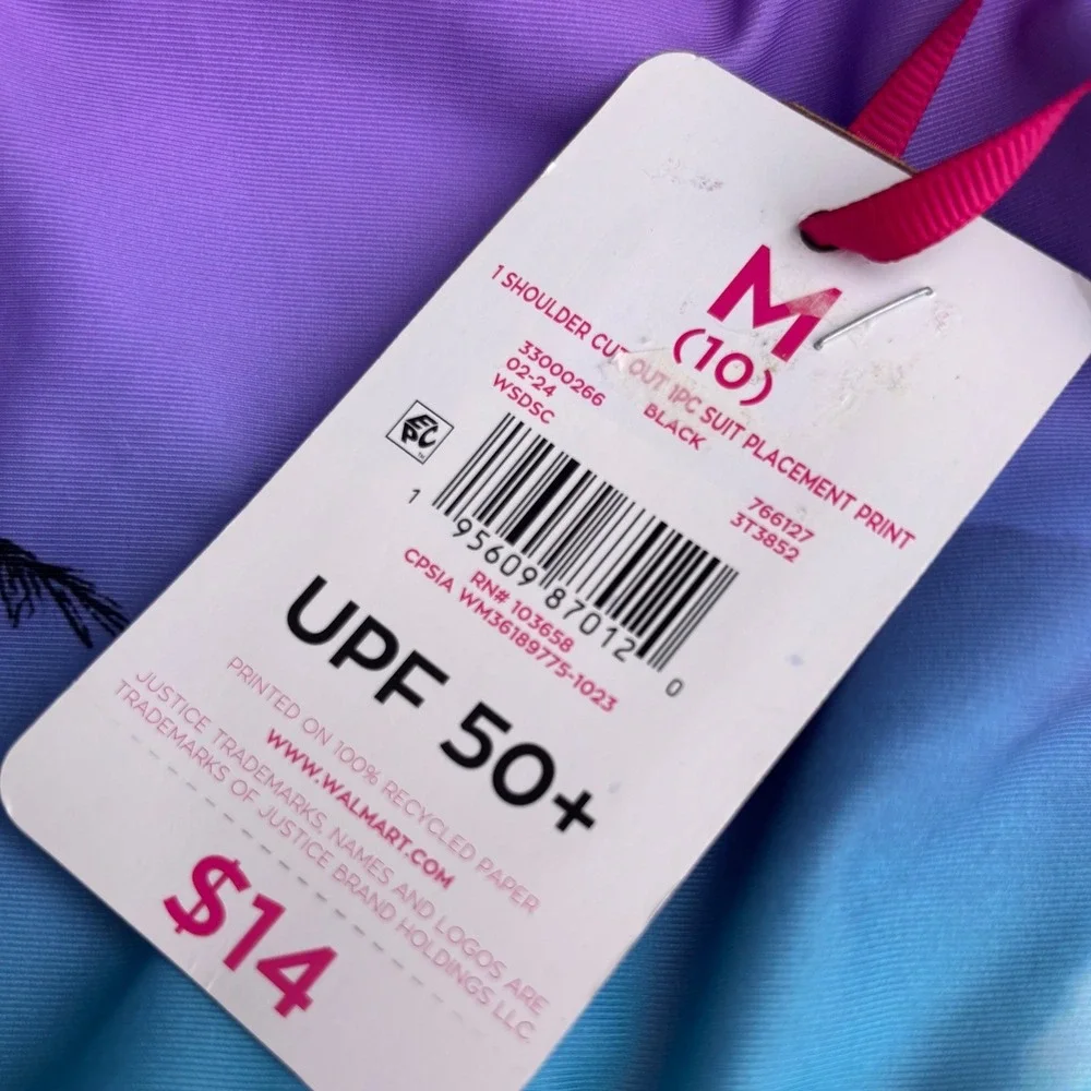One-Piece Swimsuit‎ Cover-Up Girls 10/12 Pink Rainbow NWT